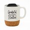 Dexsa Grateful Thankful Blessed Designer Cork Bottom Mug with Lid - 14 oz